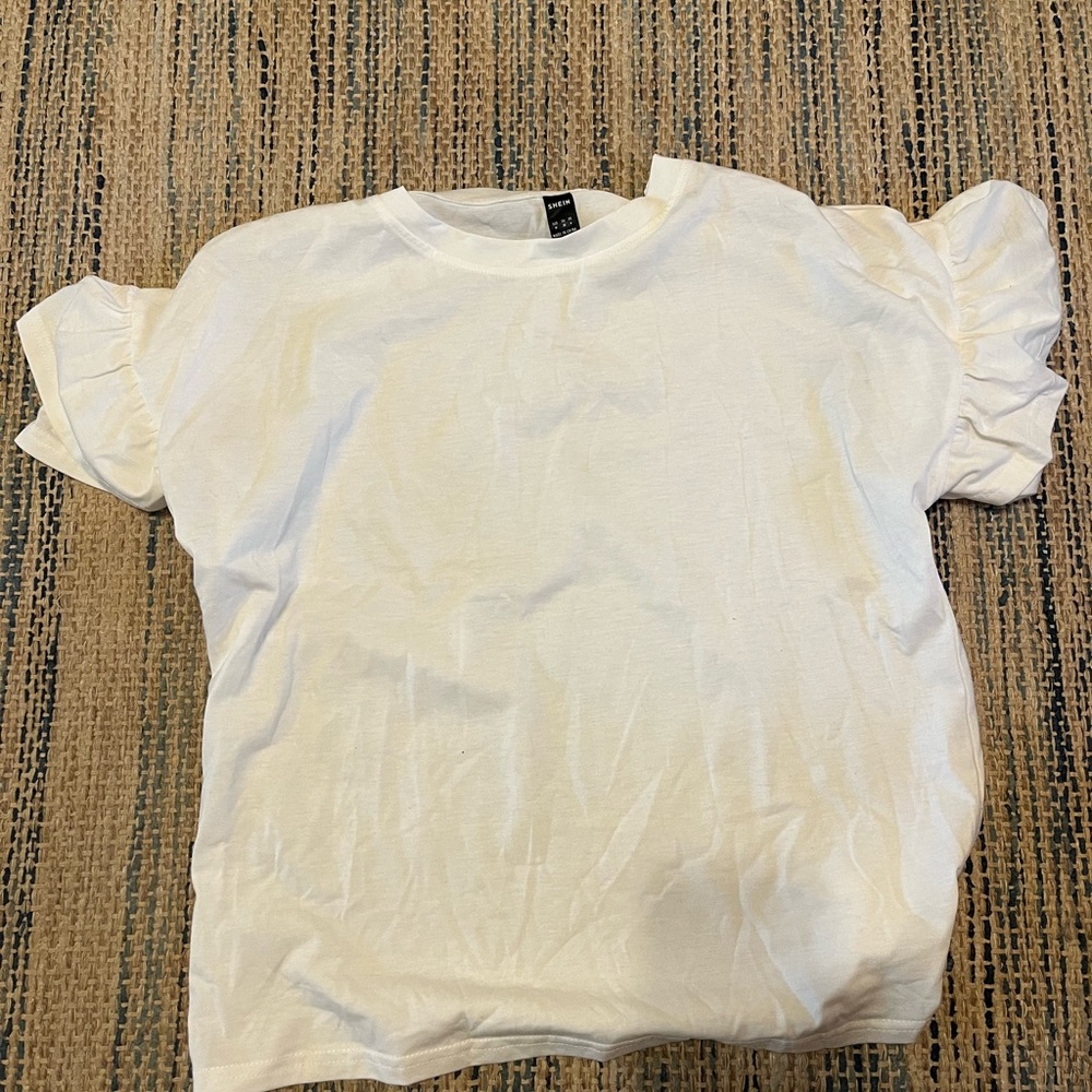 SHEIN White Ruffle Sleeve Top
